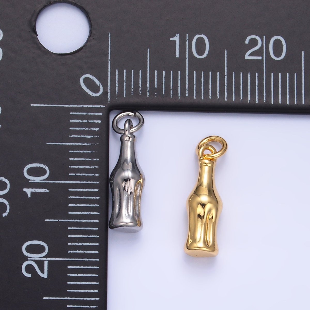 24K Gold Filled 14.5mm Soda Bottle Drink 3D Multidimensional Charm in Gold &amp; Silver | W222