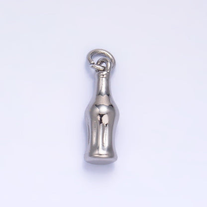 24K Gold Filled 14.5mm Soda Bottle Drink 3D Multidimensional Charm in Gold &amp; Silver | W222