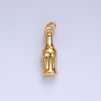 24K Gold Filled 14.5mm Soda Bottle Drink 3D Multidimensional Charm in Gold &amp; Silver | W222
