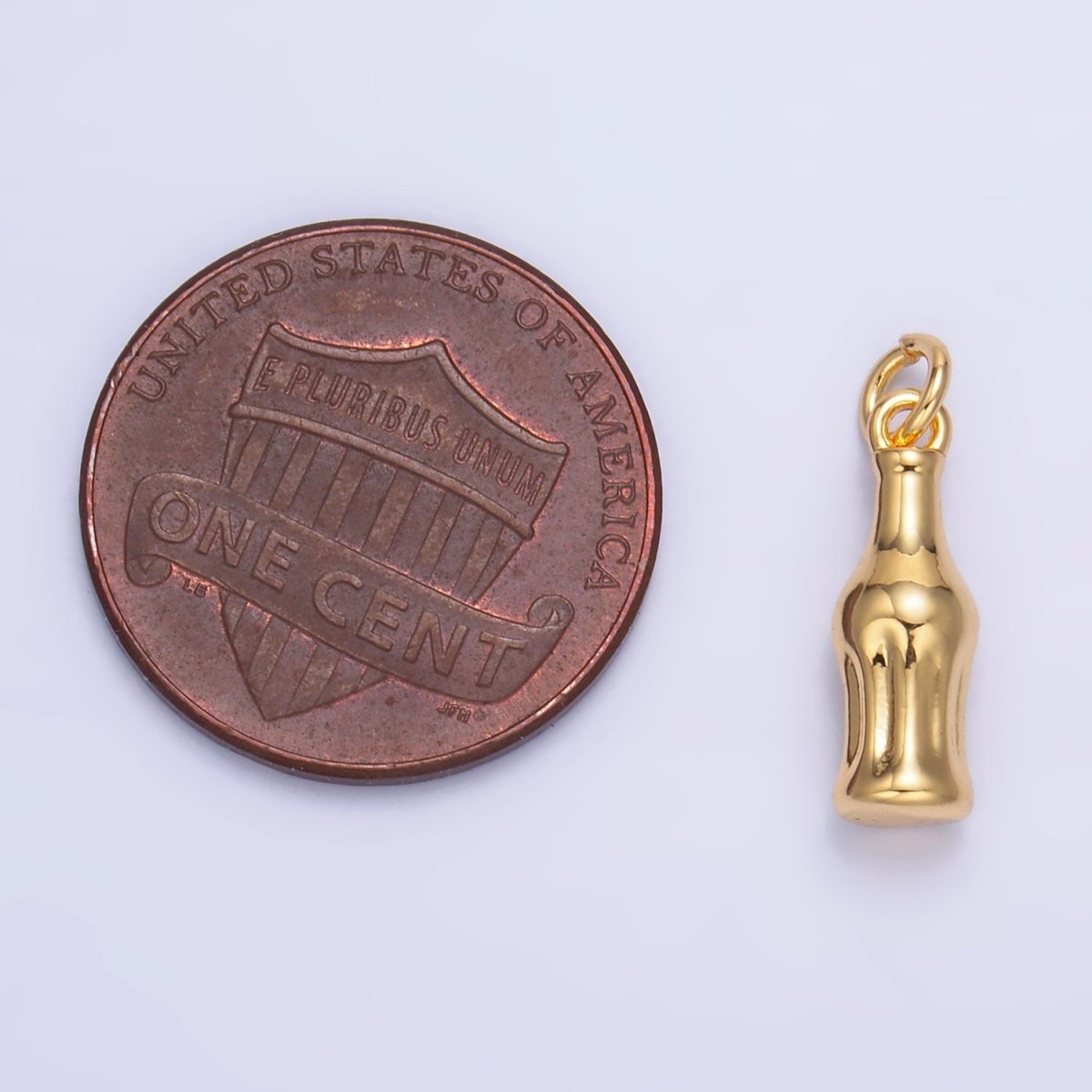 24K Gold Filled 14.5mm Soda Bottle Drink 3D Multidimensional Charm in Gold &amp; Silver | W222
