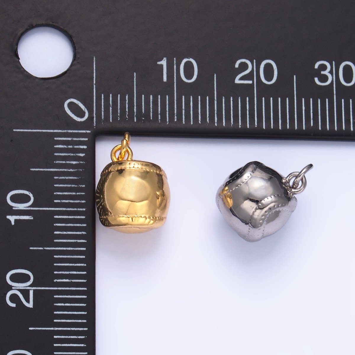 24K Gold Filled Softball Baseball Sports Multidimensional Charm in Gold &amp; Silver | W066