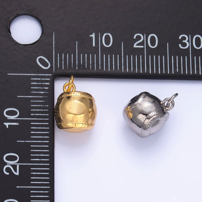 24K Gold Filled Softball Baseball Sports Multidimensional Charm in Gold &amp; Silver | W066