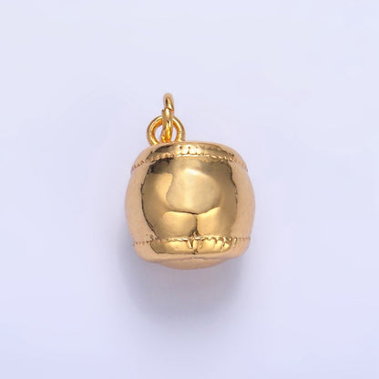 24K Gold Filled Softball Baseball Sports Multidimensional Charm in Gold &amp; Silver | W066