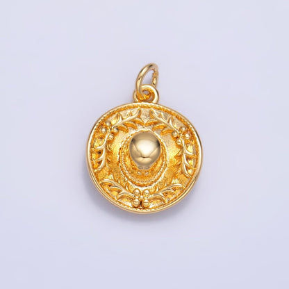 24K Gold Filled 14.5mm Mexican Sombrero Hat Multidimensional Charm in Gold &amp; Silver | W363