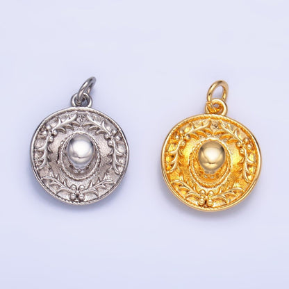 24K Gold Filled 14.5mm Mexican Sombrero Hat Multidimensional Charm in Gold &amp; Silver | W363