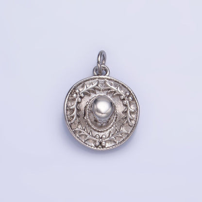 24K Gold Filled 14.5mm Mexican Sombrero Hat Multidimensional Charm in Gold &amp; Silver | W363