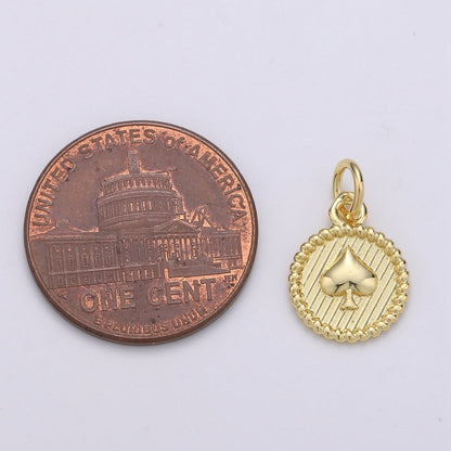 24K Gold Filled Spade Coin Charm D-910