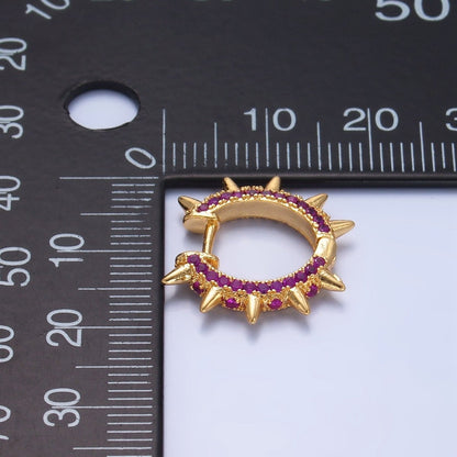 24k Gold Filled Spike Hoops, Studded Hoop Earring Set, Huggie Hoops, Micro Pave Studded Spike P-135 ~ P-140