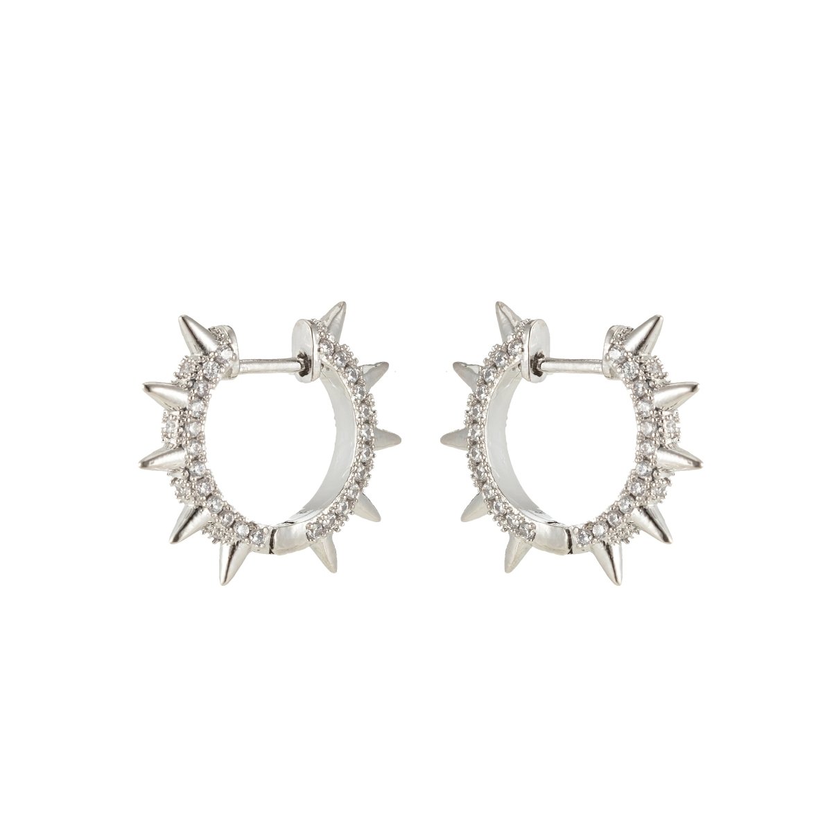 24k Gold Filled Spike Hoops, Studded Hoop Earring Set, Huggie Hoops, Micro Pave Studded Spike P-135 ~ P-140