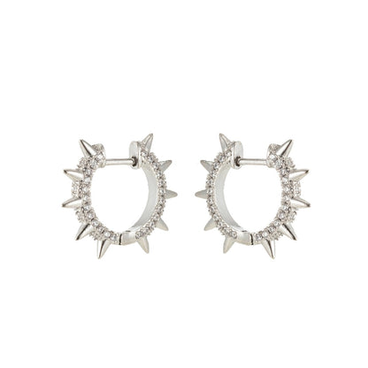 24k Gold Filled Spike Hoops, Studded Hoop Earring Set, Huggie Hoops, Micro Pave Studded Spike P-135 ~ P-140