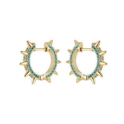24k Gold Filled Spike Hoops, Studded Hoop Earring Set, Huggie Hoops, Micro Pave Studded Spike P-135 ~ P-140