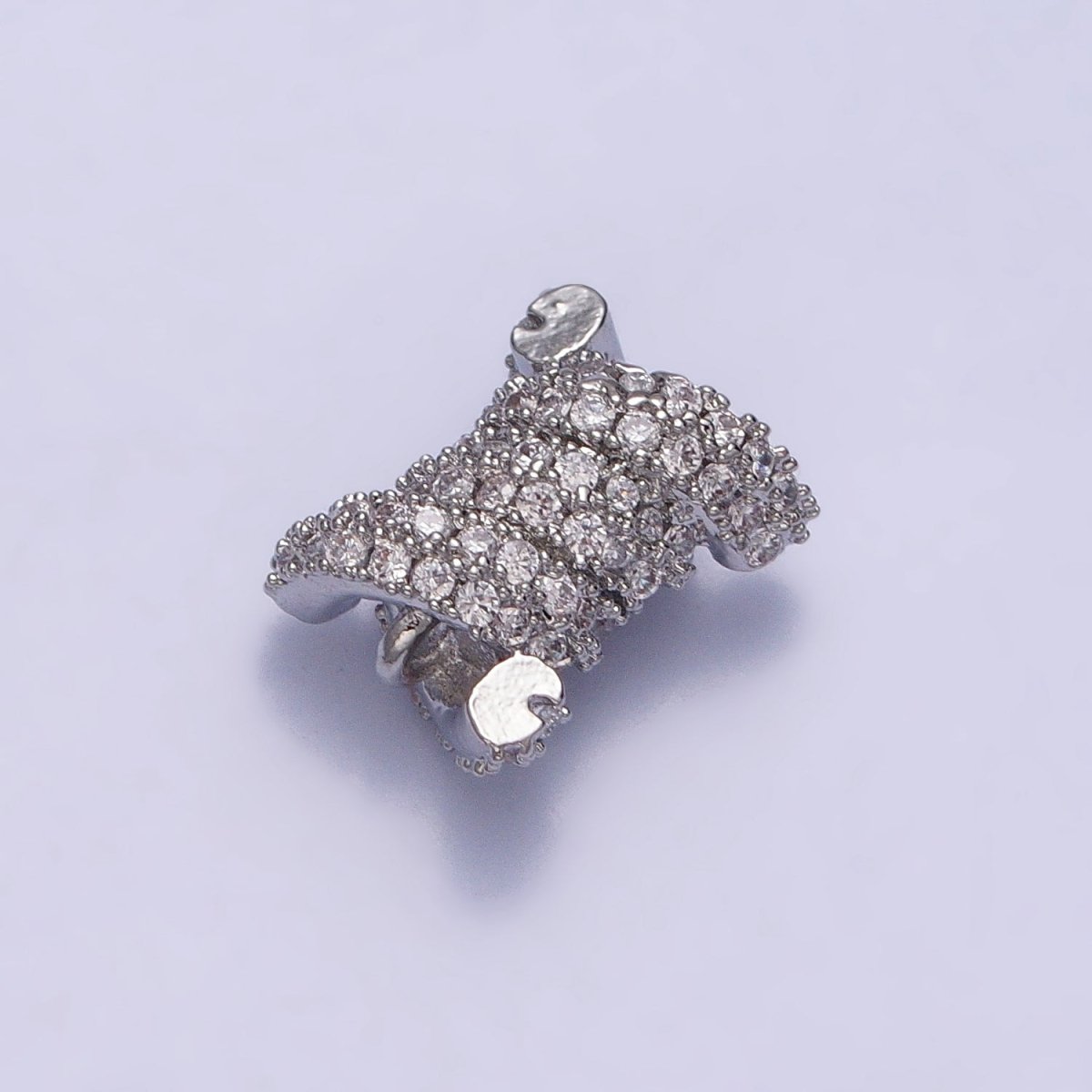 24K Gold Filled Spiral Tube Clear Micro Paved CZ Connector in Gold &amp; Silver | Y-786