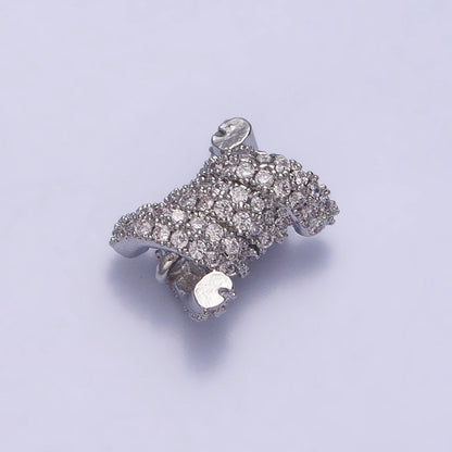 24K Gold Filled Spiral Tube Clear Micro Paved CZ Connector in Gold &amp; Silver | Y-786