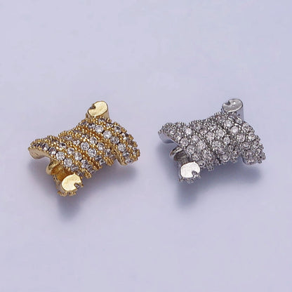 24K Gold Filled Spiral Tube Clear Micro Paved CZ Connector in Gold &amp; Silver | Y-786