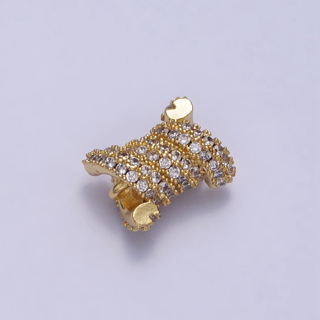 24K Gold Filled Spiral Tube Clear Micro Paved CZ Connector in Gold &amp; Silver | Y-786