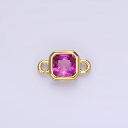 24K Gold Filled Square CZ Edged Bezel Connector in Gold &amp; Silver | G472 - G483