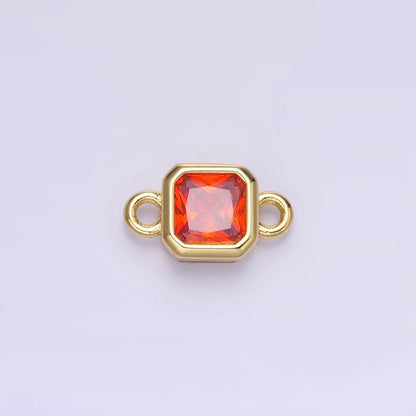 24K Gold Filled Square CZ Edged Bezel Connector in Gold &amp; Silver | G472 - G483