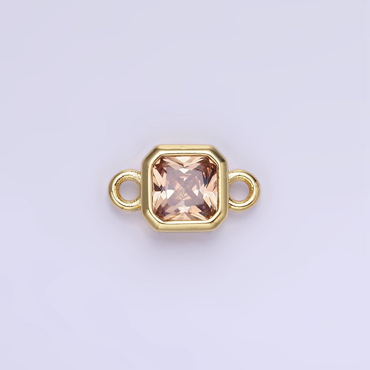 24K Gold Filled Square CZ Edged Bezel Connector in Gold &amp; Silver | G472 - G483