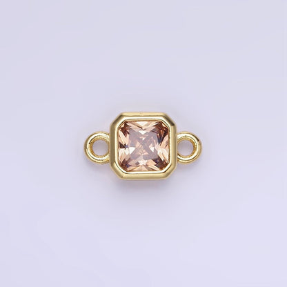 24K Gold Filled Square CZ Edged Bezel Connector in Gold &amp; Silver | G472 - G483