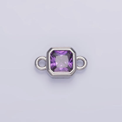 24K Gold Filled Square CZ Edged Bezel Connector in Gold &amp; Silver | G472 - G483