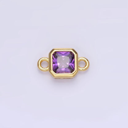 24K Gold Filled Square CZ Edged Bezel Connector in Gold &amp; Silver | G472 - G483