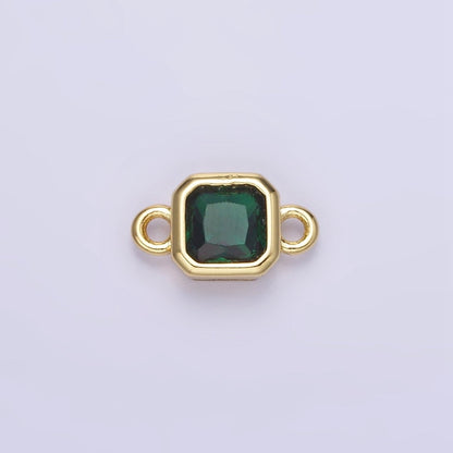 24K Gold Filled Square CZ Edged Bezel Connector in Gold &amp; Silver | G472 - G483