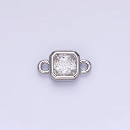 24K Gold Filled Square CZ Edged Bezel Connector in Gold &amp; Silver | G472 - G483