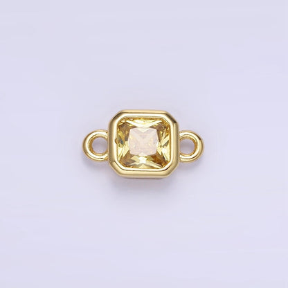 24K Gold Filled Square CZ Edged Bezel Connector in Gold &amp; Silver | G472 - G483