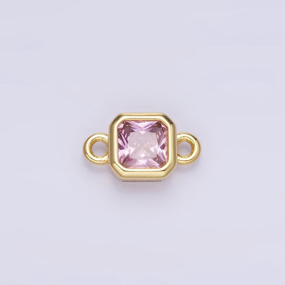 24K Gold Filled Square CZ Edged Bezel Connector in Gold &amp; Silver | G472 - G483