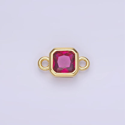24K Gold Filled Square CZ Edged Bezel Connector in Gold &amp; Silver | G472 - G483