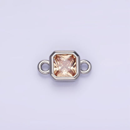 24K Gold Filled Square CZ Edged Bezel Connector in Gold &amp; Silver | G472 - G483