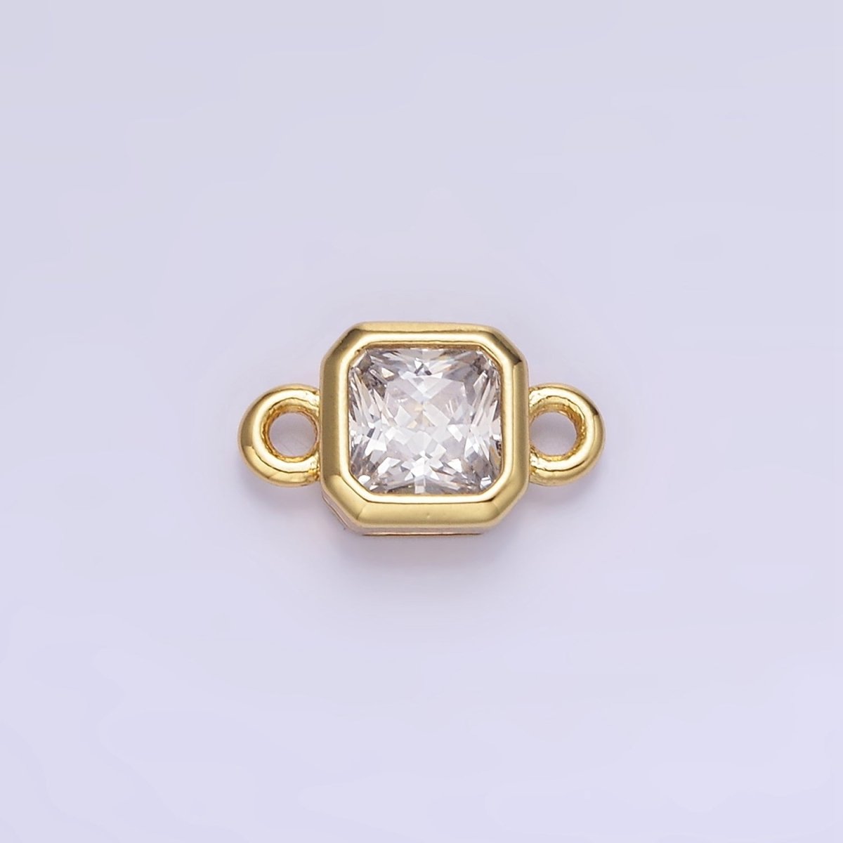 24K Gold Filled Square CZ Edged Bezel Connector in Gold &amp; Silver | G472 - G483