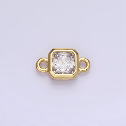 24K Gold Filled Square CZ Edged Bezel Connector in Gold &amp; Silver | G472 - G483