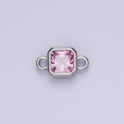 24K Gold Filled Square CZ Edged Bezel Connector in Gold &amp; Silver | G472 - G483
