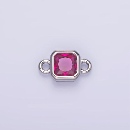 24K Gold Filled Square CZ Edged Bezel Connector in Gold &amp; Silver | G472 - G483
