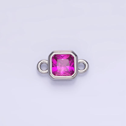 24K Gold Filled Square CZ Edged Bezel Connector in Gold &amp; Silver | G472 - G483