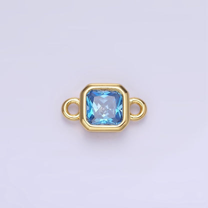 24K Gold Filled Square CZ Edged Bezel Connector in Gold &amp; Silver | G472 - G483