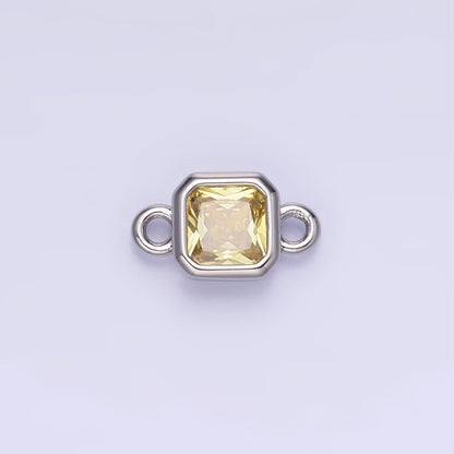 24K Gold Filled Square CZ Edged Bezel Connector in Gold &amp; Silver | G472 - G483