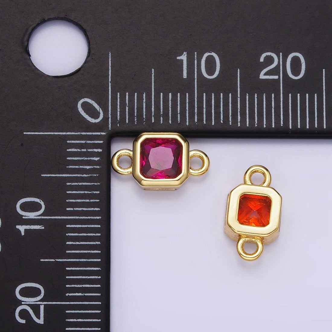 24K Gold Filled Square CZ Edged Bezel Connector in Gold &amp; Silver | G472 - G483