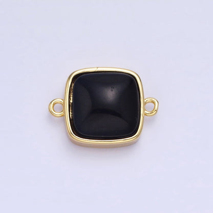 24K Gold Filled Square Labradorite, Blue Agate, Aventurine, Amethyst, Onyx, Rose Quartz, Moonstone, Tiger Eye Connector | AA937 - AA944