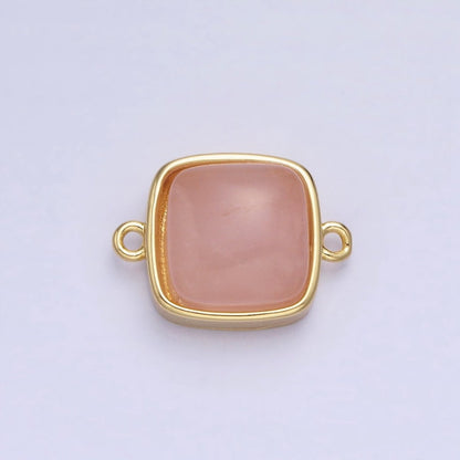 24K Gold Filled Square Labradorite, Blue Agate, Aventurine, Amethyst, Onyx, Rose Quartz, Moonstone, Tiger Eye Connector | AA937 - AA944