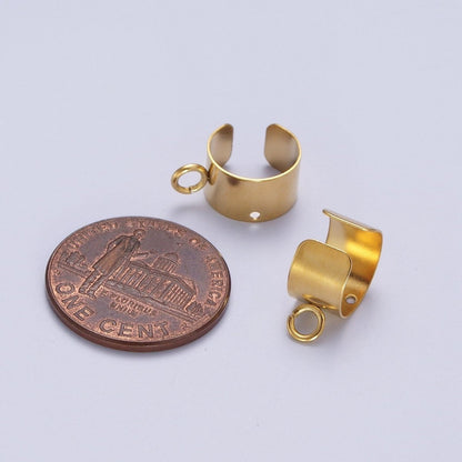 24K Gold Filled Stainless Steel Open Loop Wide Band Ear Cuff Earrings Supply | K-207
