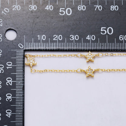 24K Gold Filled 1.6mm Micro Paved CZ Star Cable Unfinished Chain by Yard | Roll-00415