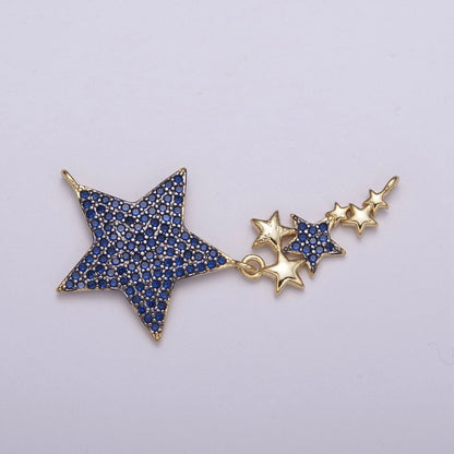 24K Gold Filled Star Charm Connector Twinkle Starburst Little Star Micro Pave Link Connector for Necklace / Bracelet Component Y-421