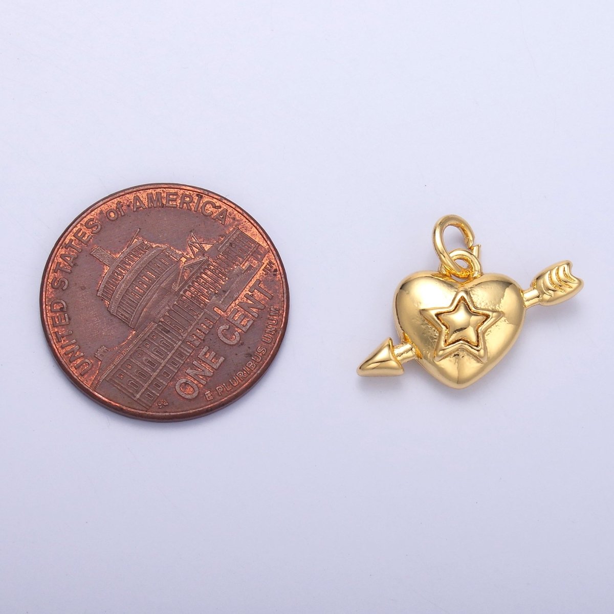 24K Gold Filled 10mm Star Cupid Heart Mini Charm in Gold &amp; Silver | C041