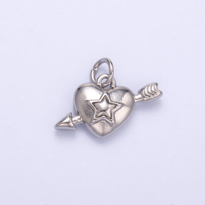 24K Gold Filled 10mm Star Cupid Heart Mini Charm in Gold &amp; Silver | C041