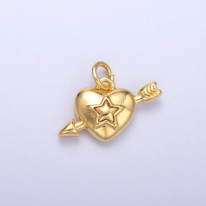 24K Gold Filled 10mm Star Cupid Heart Mini Charm in Gold &amp; Silver | C041