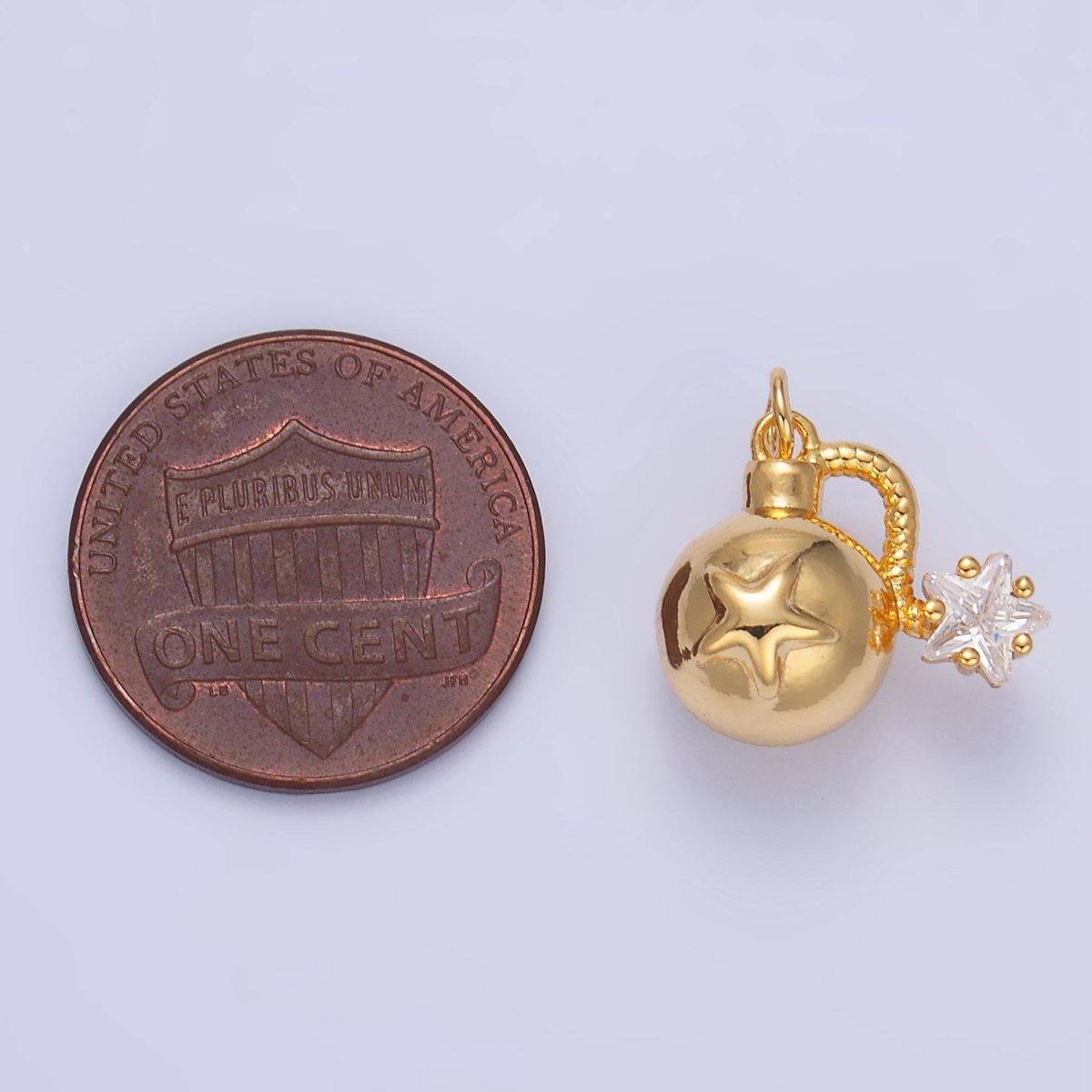 24K Gold Filled 13.5mm Star CZ Explosion Multidimensional 3D Charm in Gold &amp; Silver | W137