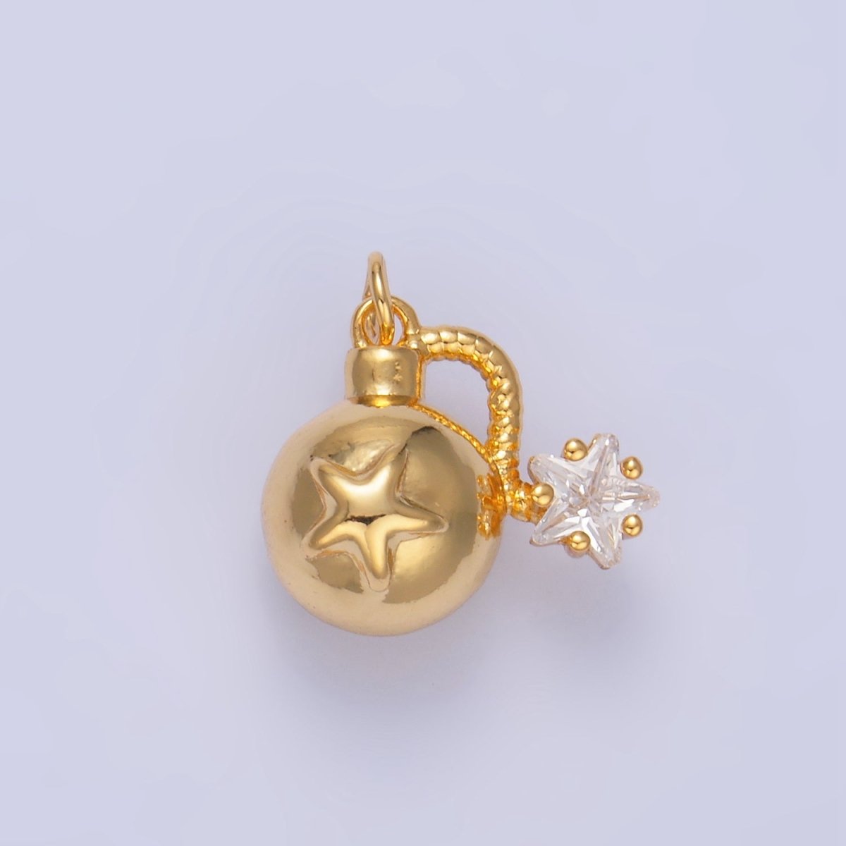 24K Gold Filled 13.5mm Star CZ Explosion Multidimensional 3D Charm in Gold &amp; Silver | W137