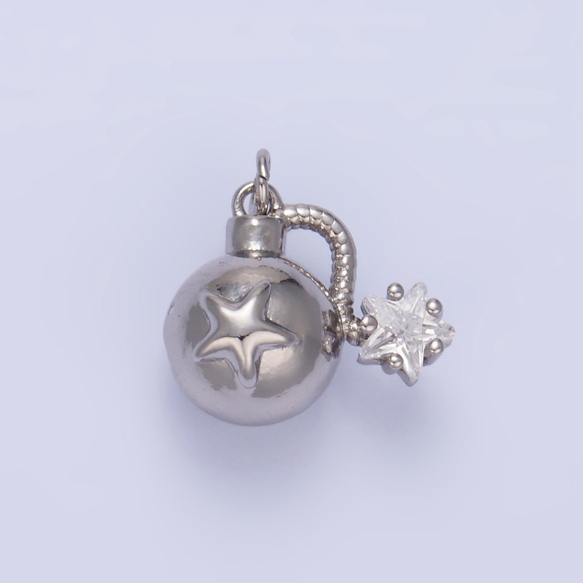 24K Gold Filled 13.5mm Star CZ Explosion Multidimensional 3D Charm in Gold &amp; Silver | W137